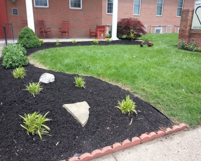 freshly done landscaping.