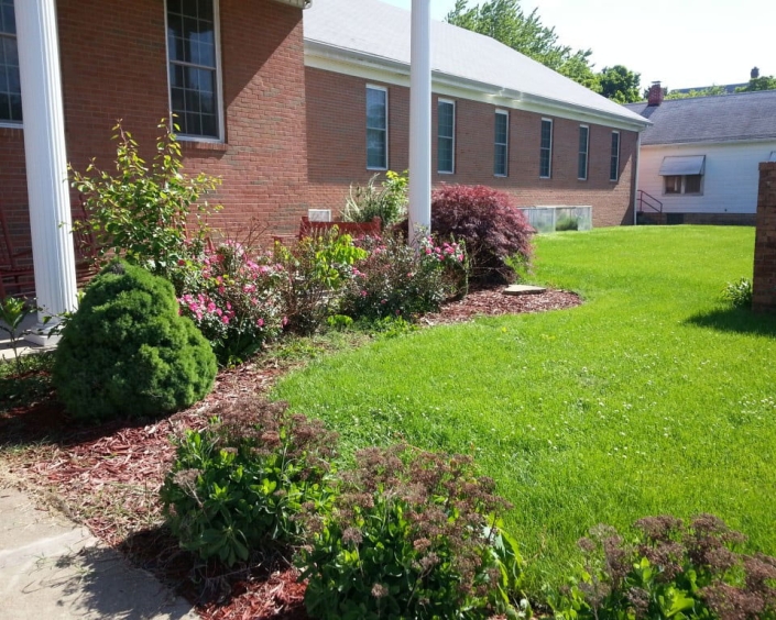Freshly done landscaping.